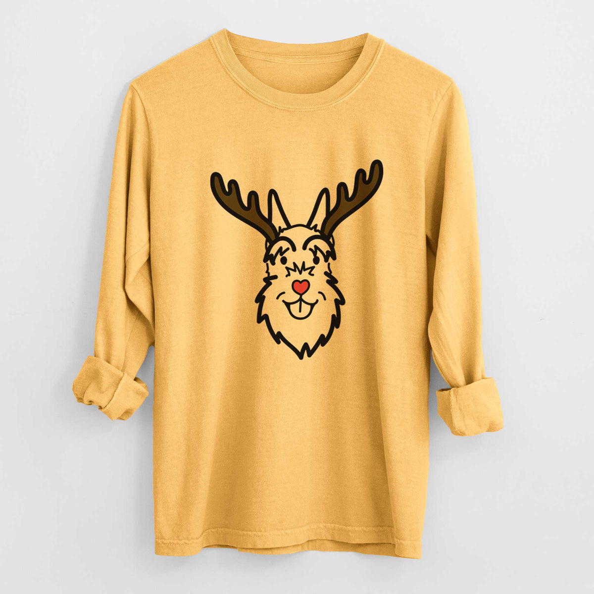 Red Nose Schnauzer Cropped Ears - Heavyweight 100% Cotton Long Sleeve