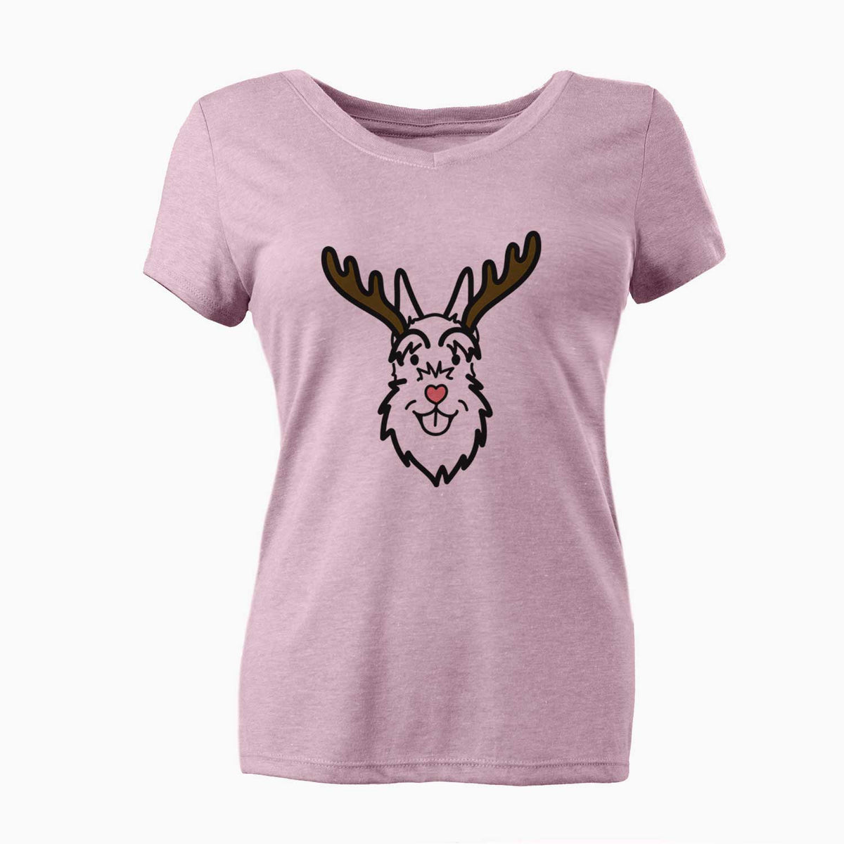 Red Nose Schnauzer Cropped Ears - Women's V-neck Shirt