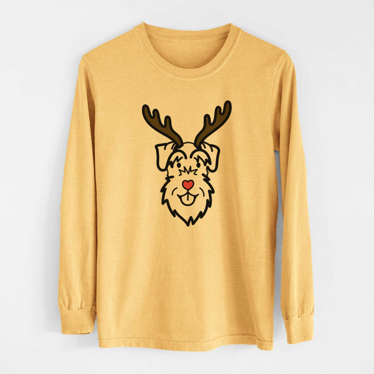 Red Nose Schnauzer Natural Ears - Heavyweight 100% Cotton Long Sleeve
