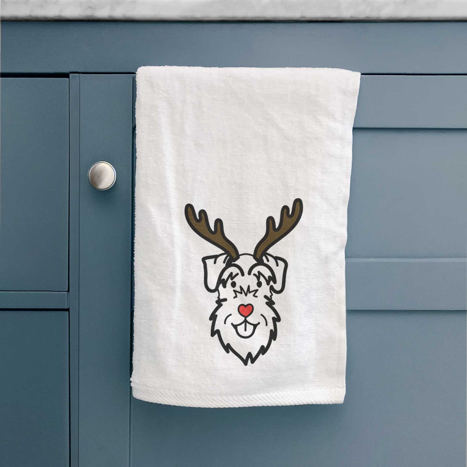 Red Nose Schnauzer Natural Ears - Decorative Hand Towel