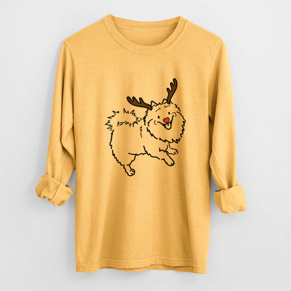 Red Nose Pomeranian Mix - Goldie - Heavyweight 100% Cotton Long Sleeve