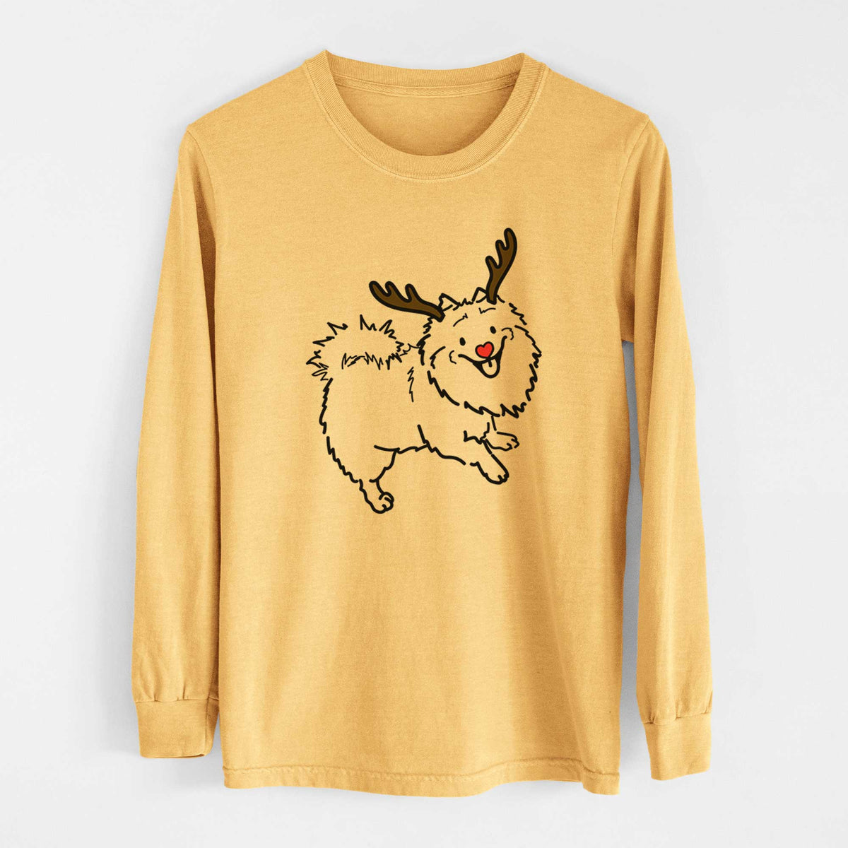 Red Nose Pomeranian Mix - Goldie - Heavyweight 100% Cotton Long Sleeve