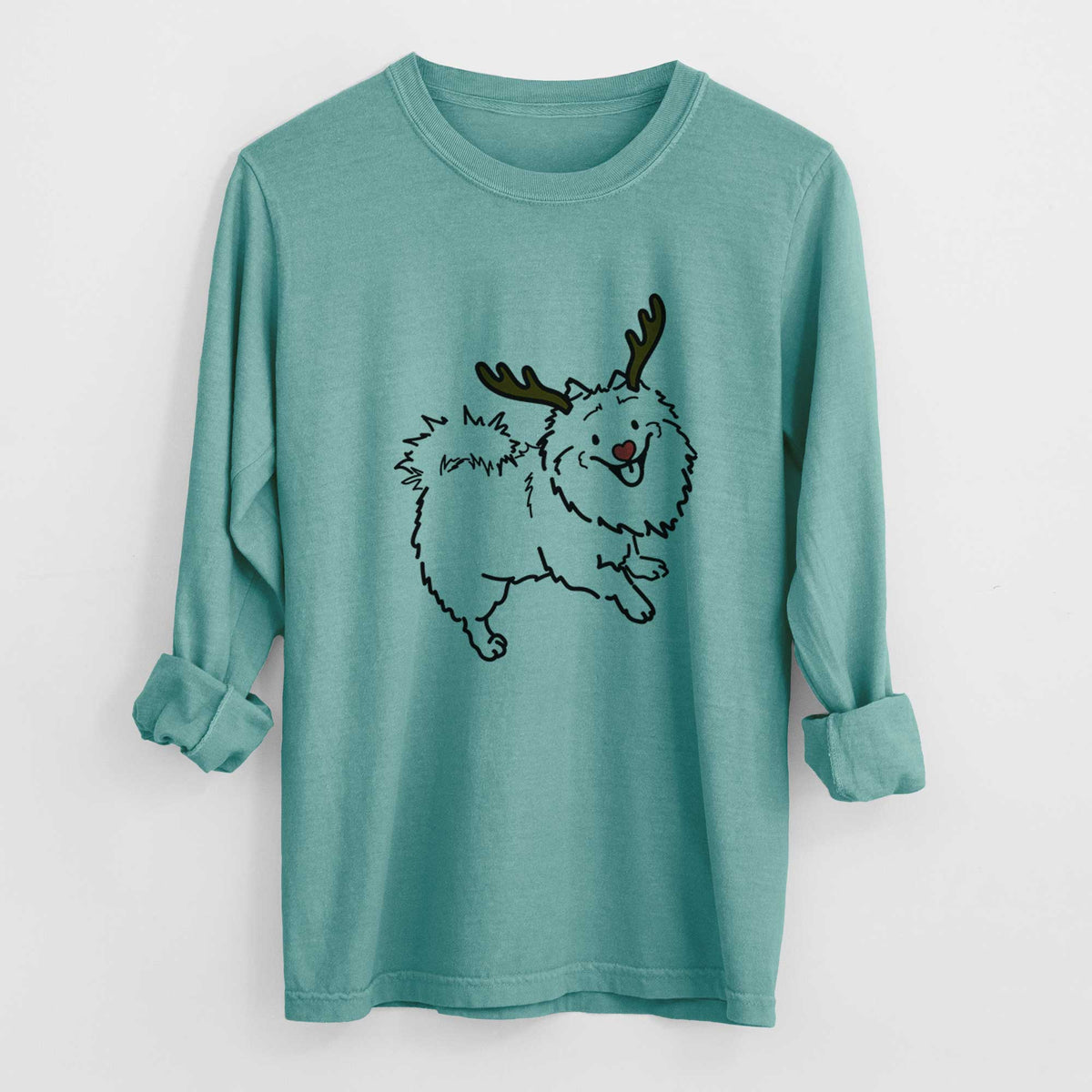 Red Nose Pomeranian Mix - Goldie - Heavyweight 100% Cotton Long Sleeve