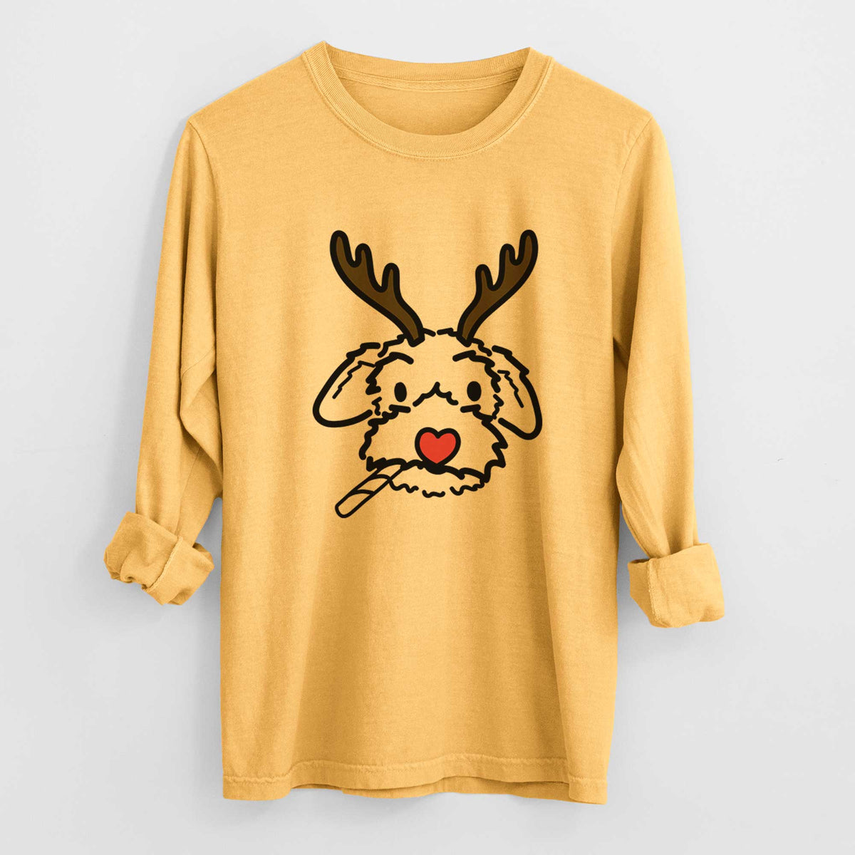 Red Nose Poodle Mix - Gomer - Heavyweight 100% Cotton Long Sleeve