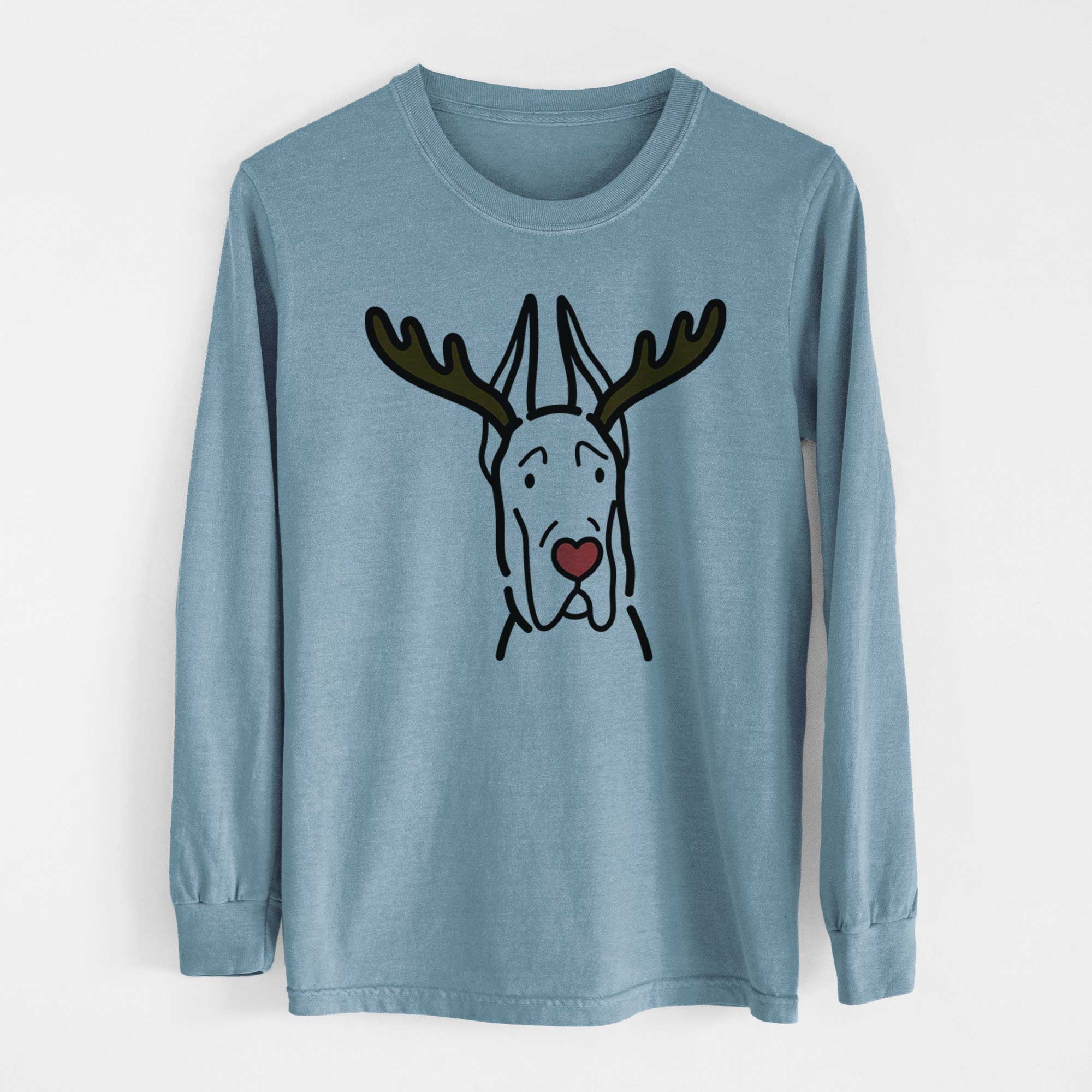 Red Nose Great Dane with Cropped Ears - Heavyweight 100% Cotton Long Sleeve