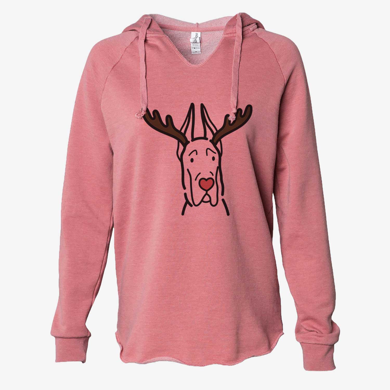 Red Nose Great Dane with Cropped Ears - Cali Wave Hooded Sweatshirt