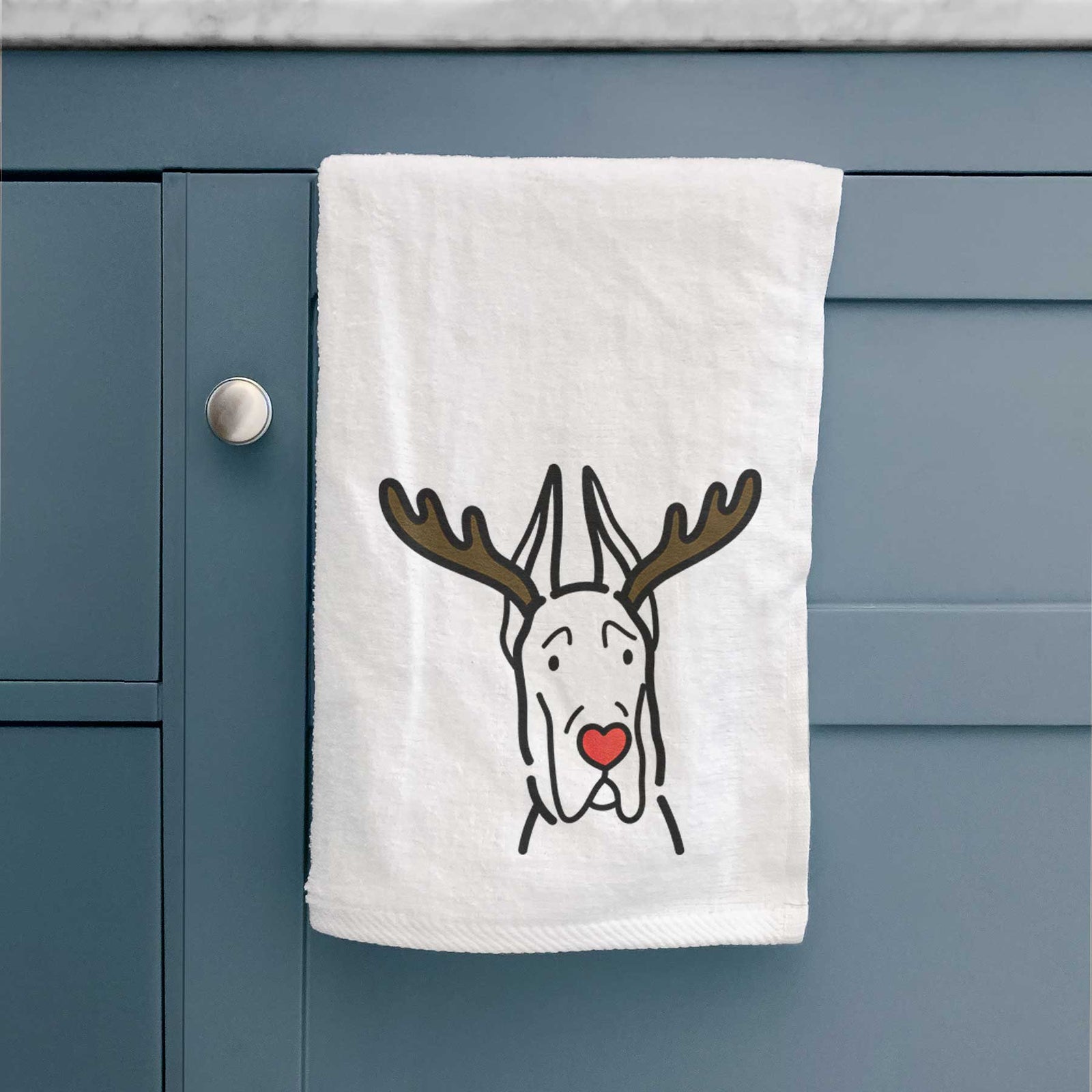 Red Nose Great Dane with Cropped Ears - Decorative Hand Towel