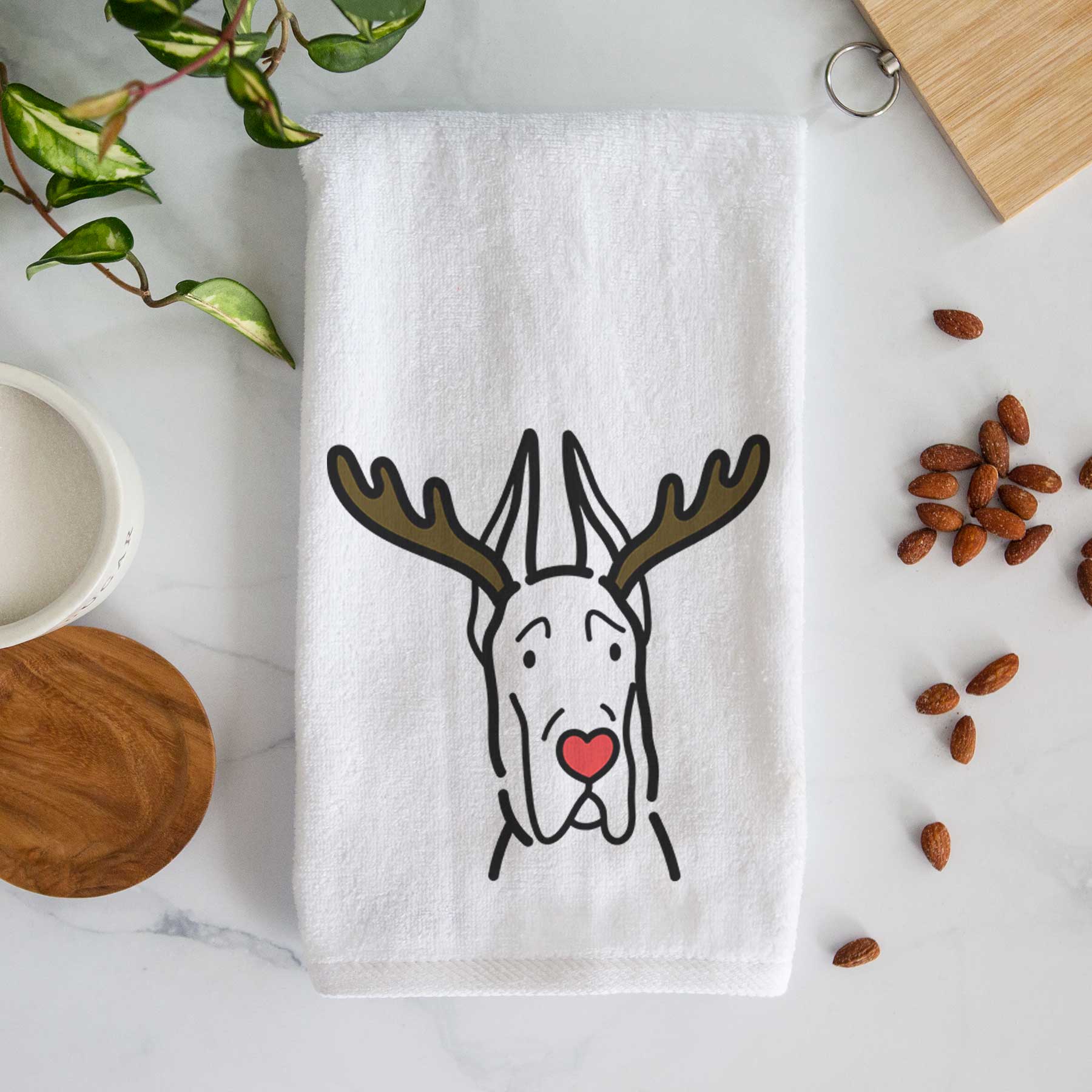 Red Nose Great Dane with Cropped Ears - Decorative Hand Towel