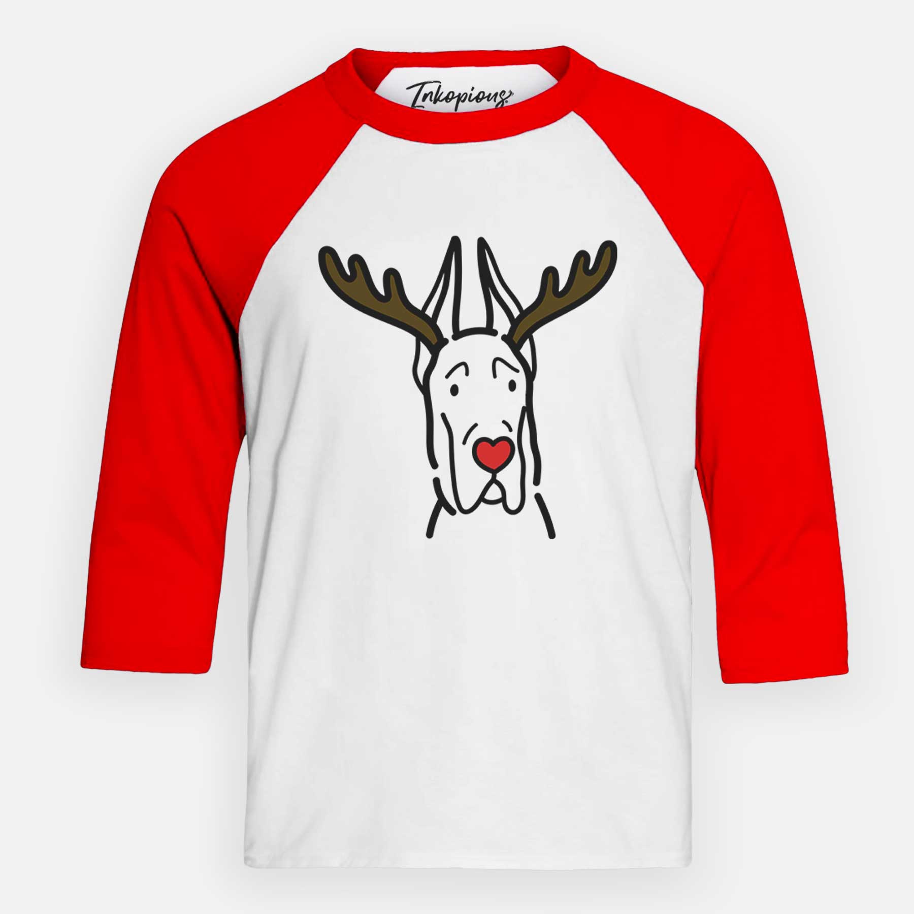 Red Nose Great Dane with Cropped Ears - Youth 3/4 Long Sleeve