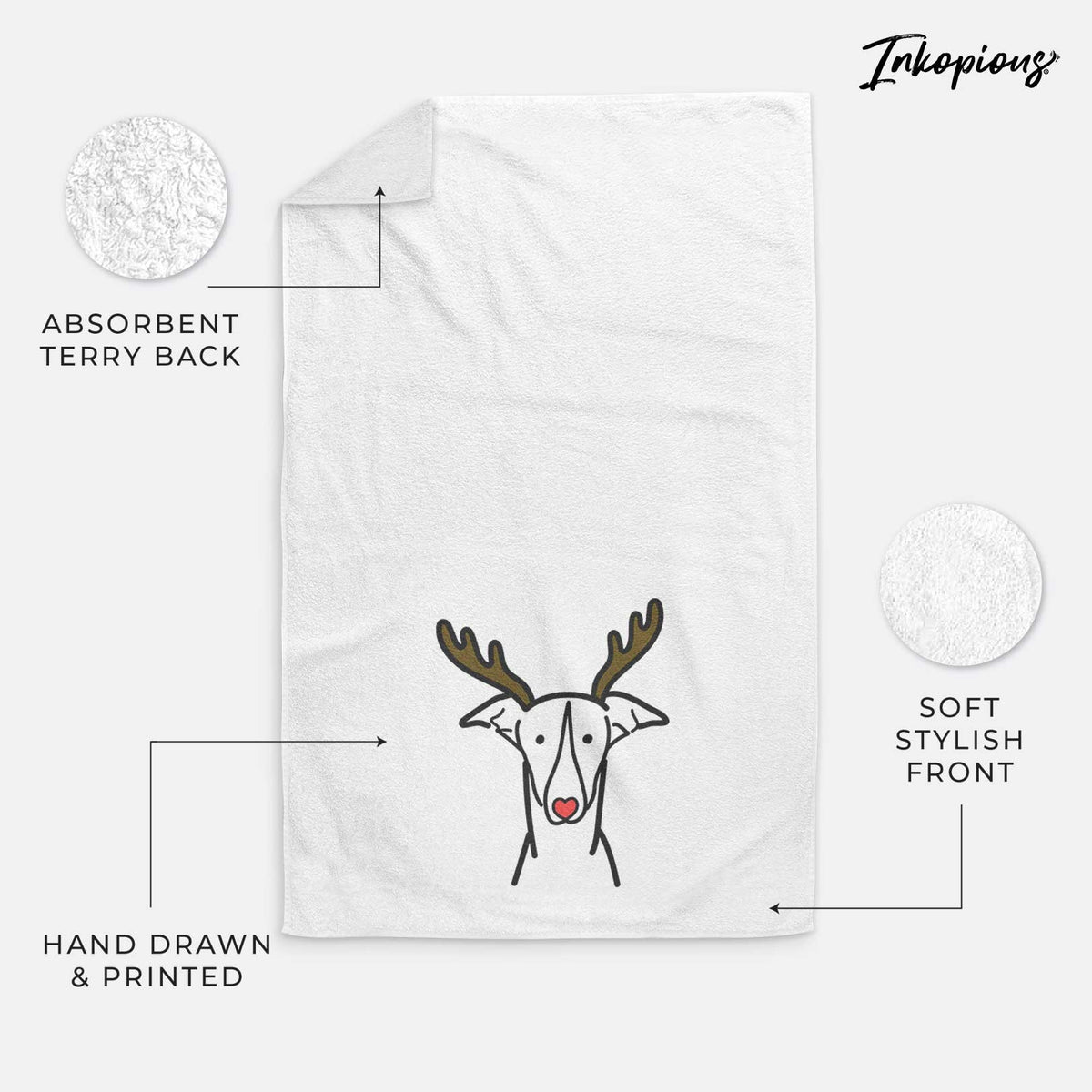 Red Nose Greyhound - Decorative Hand Towel