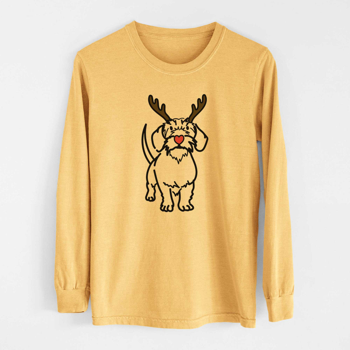 Red Nose Wire Dachshund - Henry - Heavyweight 100% Cotton Long Sleeve