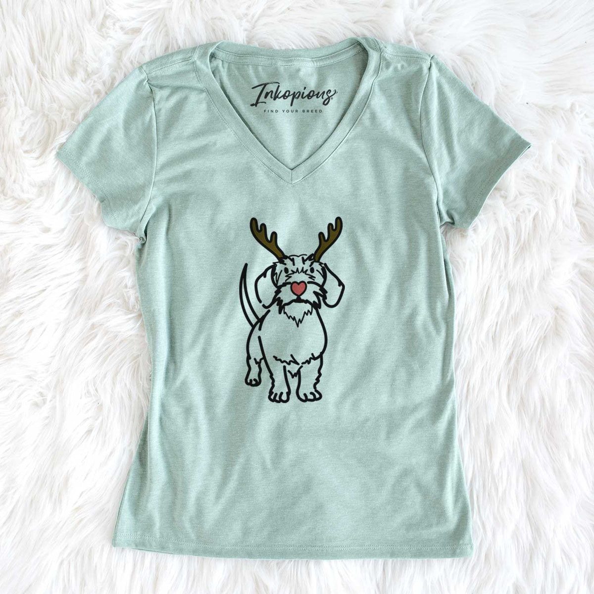 Red Nose Wire Dachshund - Henry - Women&#39;s V-neck Shirt