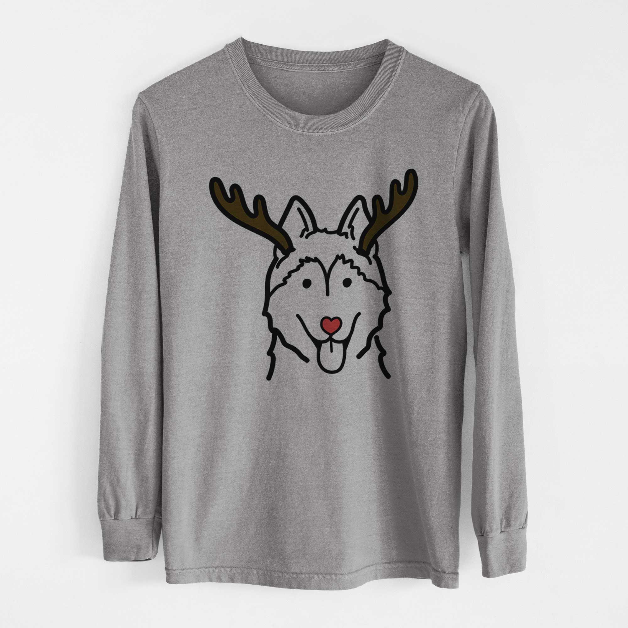 Red Nose Siberian Husky - Heavyweight 100% Cotton Long Sleeve