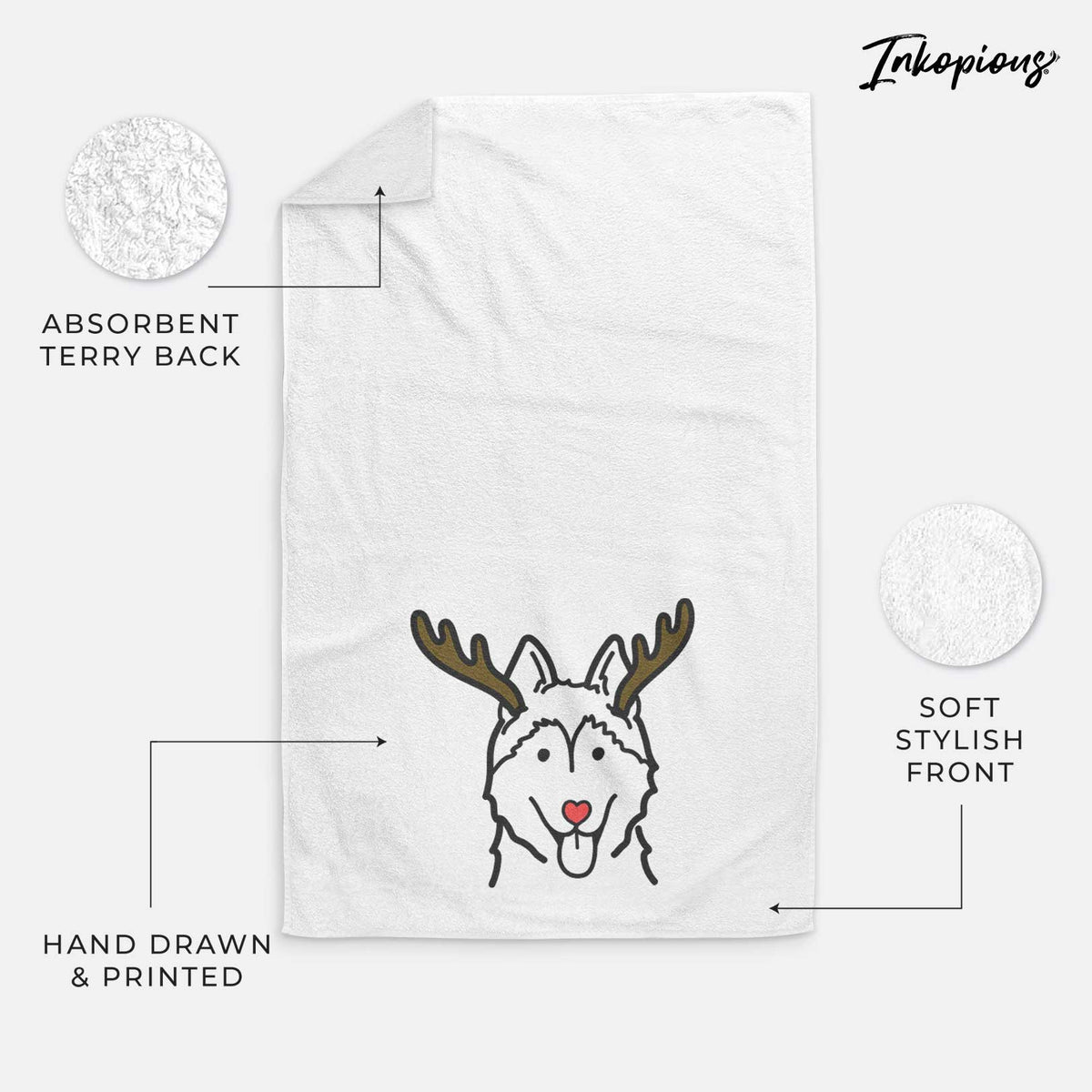 Red Nose Siberian Husky - Decorative Hand Towel