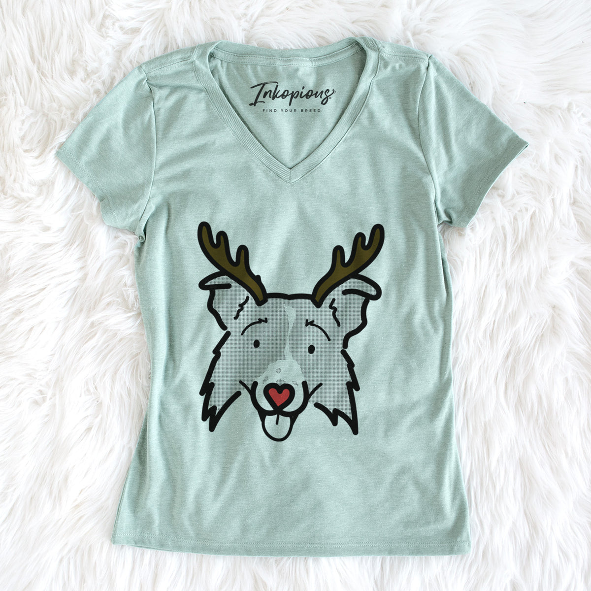 Red Nose Border Collie 2.0 - Jam - Women&#39;s Perfect V-neck Shirt