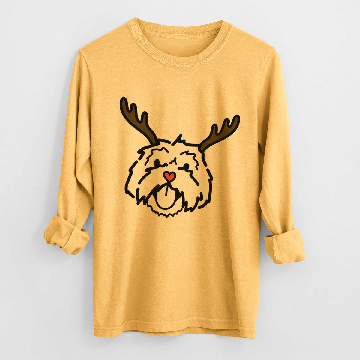 Red Nose Lhasa Apso - Keia - Heavyweight 100% Cotton Long Sleeve
