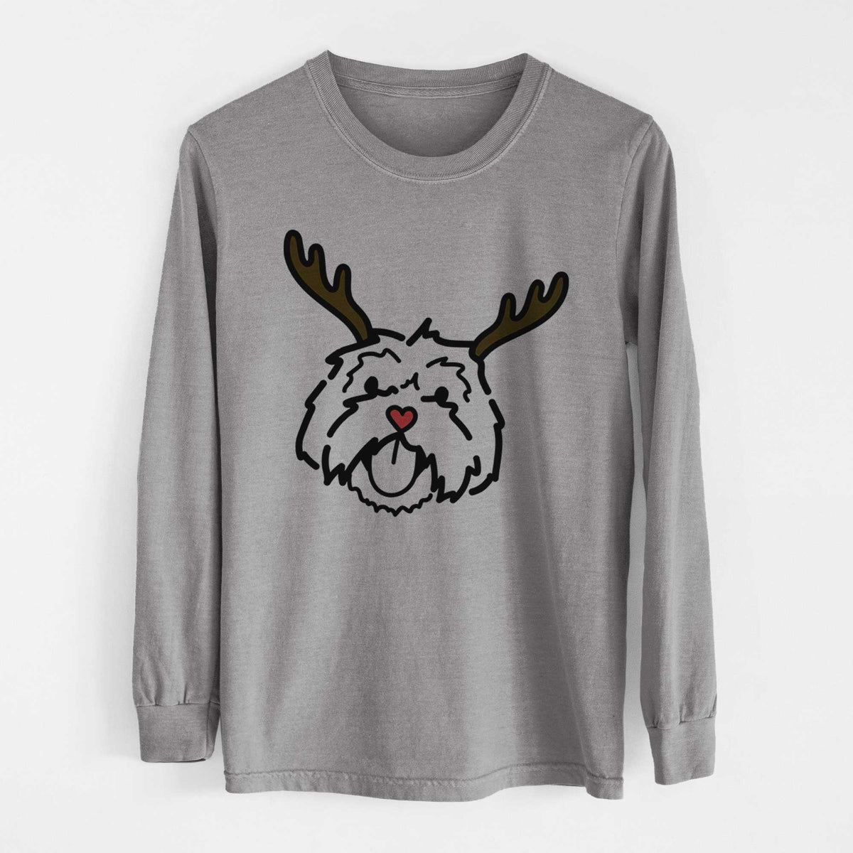 Red Nose Lhasa Apso - Keia - Heavyweight 100% Cotton Long Sleeve
