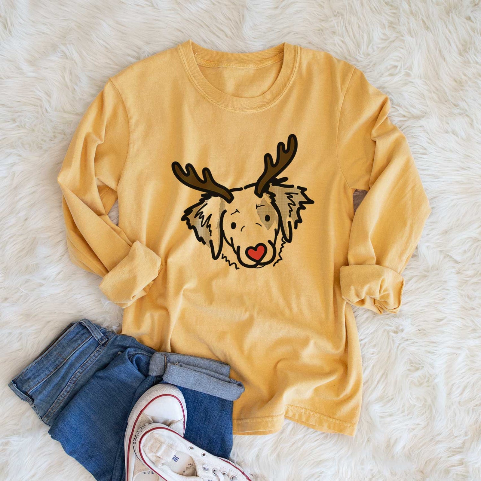 Red Nose Brittany Spaniel - Kiva - Heavyweight 100% Cotton Long Sleeve