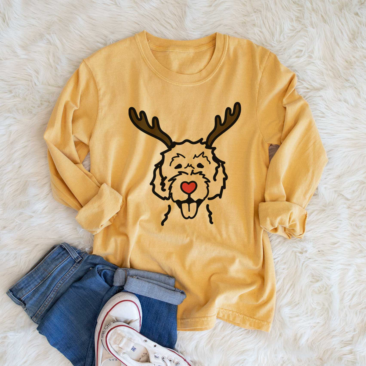 Red Nose Labradoodle - Heavyweight 100% Cotton Long Sleeve