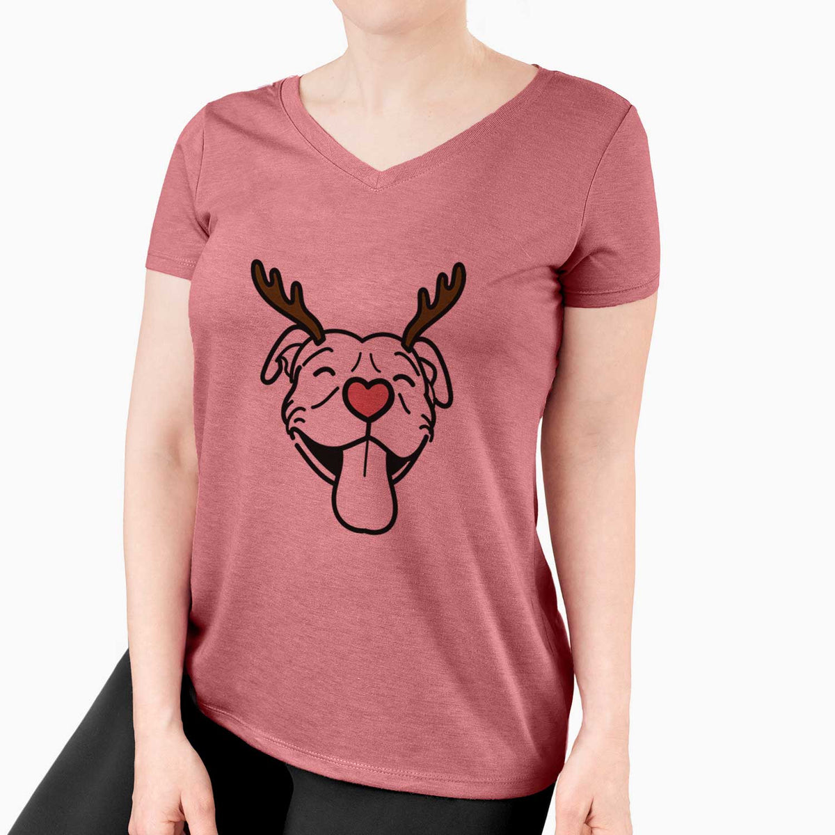 Red Nose Pitbull - Louie - Women's V-neck Shirt