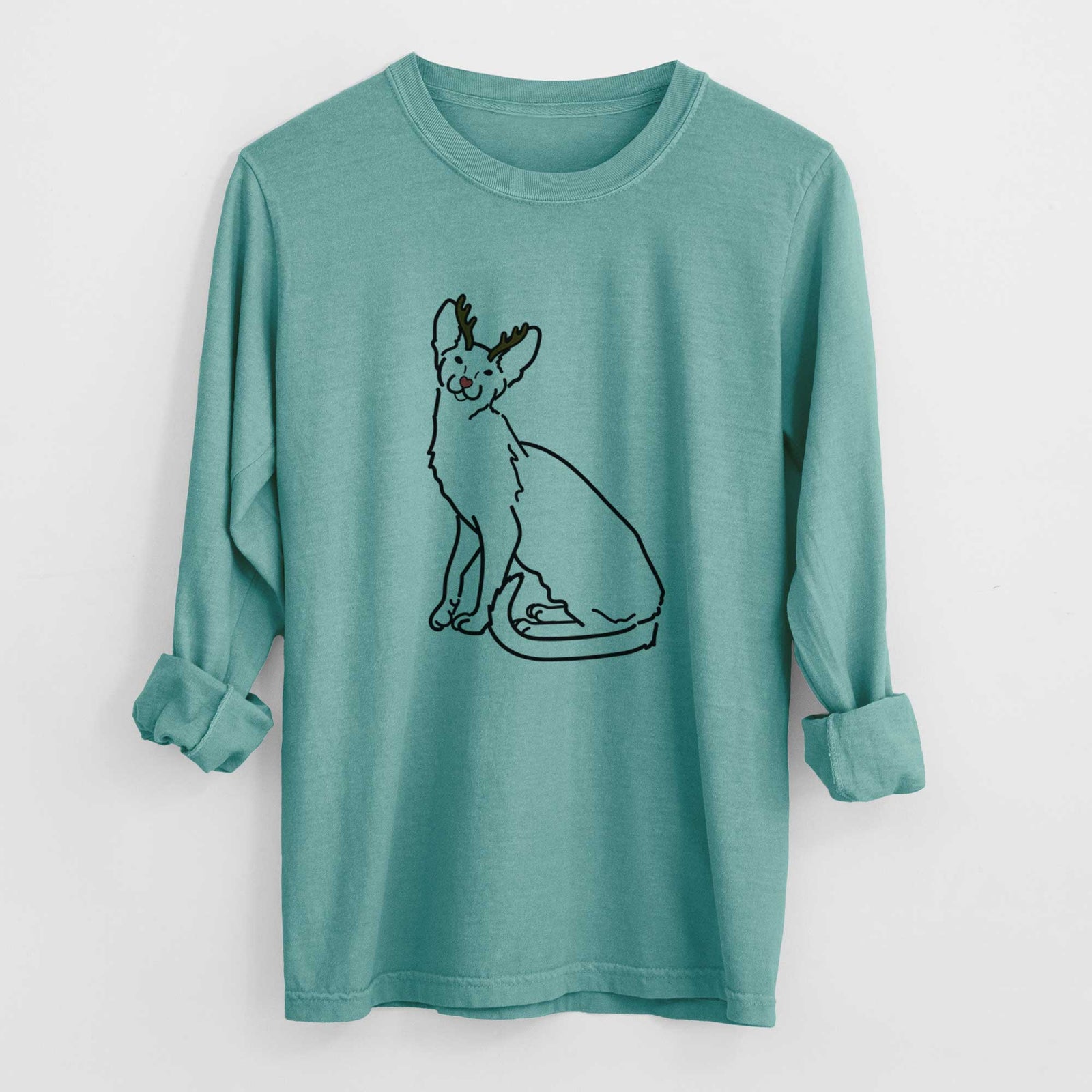 Red Nose Oriental Shorthair Cat - Lyra - Heavyweight 100% Cotton Long Sleeve