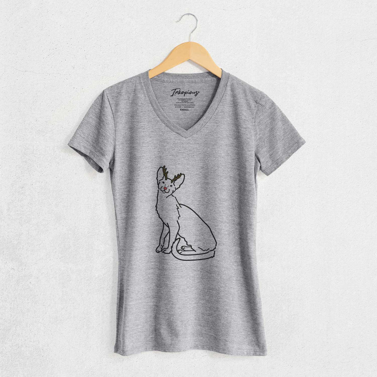Red Nose Oriental Shorthair Cat - Lyra - Women's V-neck Shirt