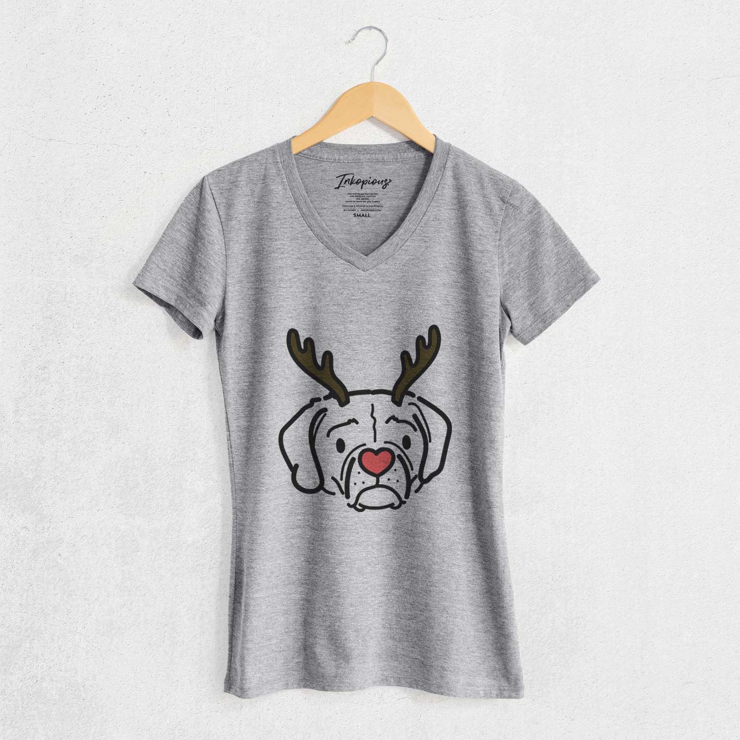 Red Nose Puggle - Mitzi - Women's V-neck Shirt