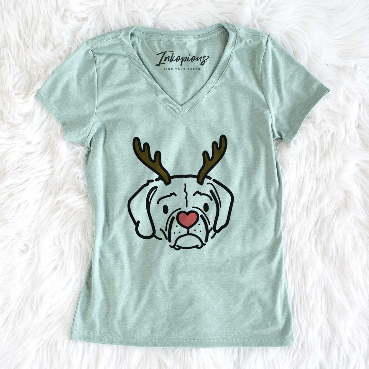 Red Nose Puggle - Mitzi - Women&#39;s V-neck Shirt