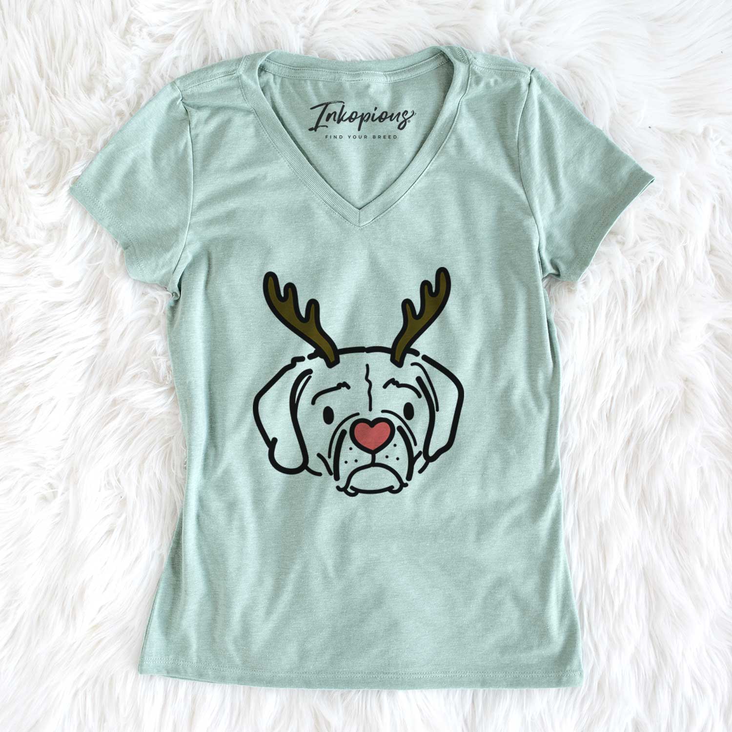 Red Nose Puggle - Mitzi - Women's V-neck Shirt