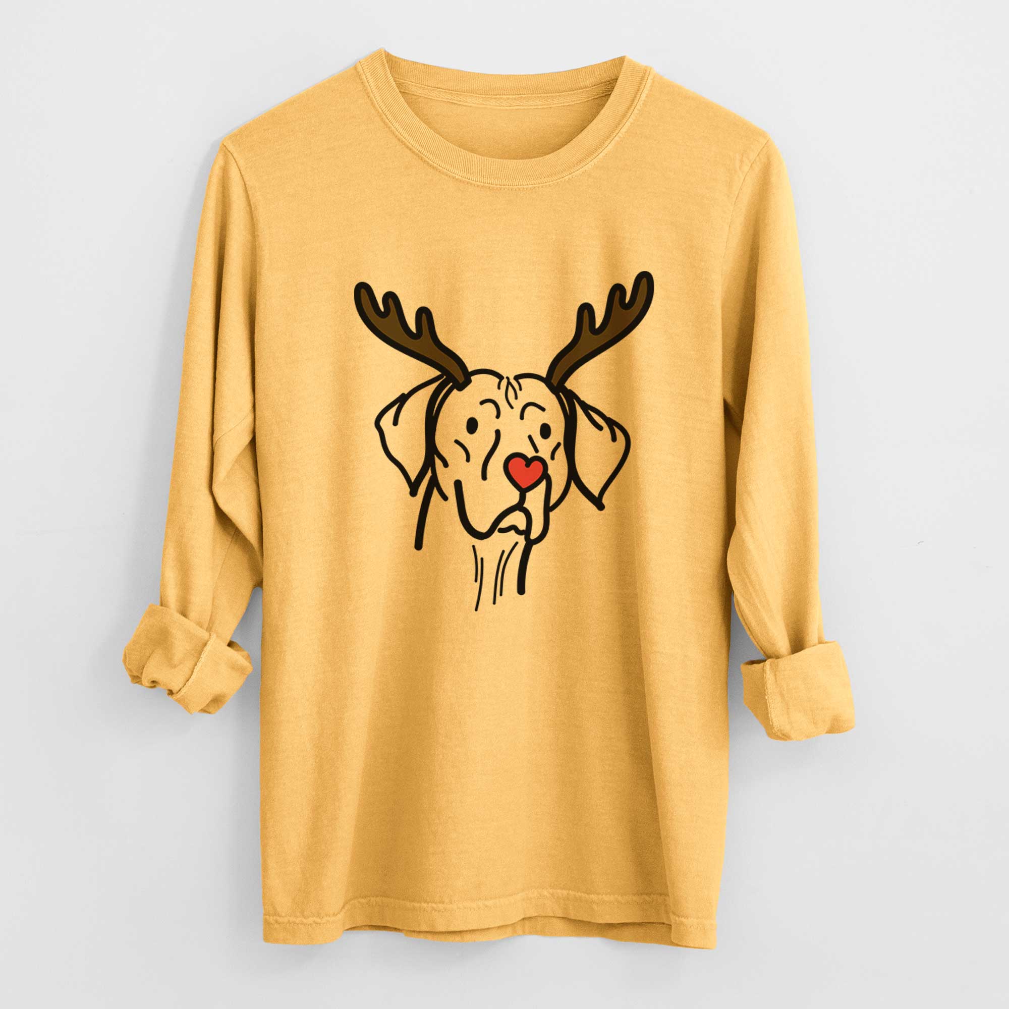 Red Nose Vizsla - Moose - Heavyweight 100% Cotton Long Sleeve