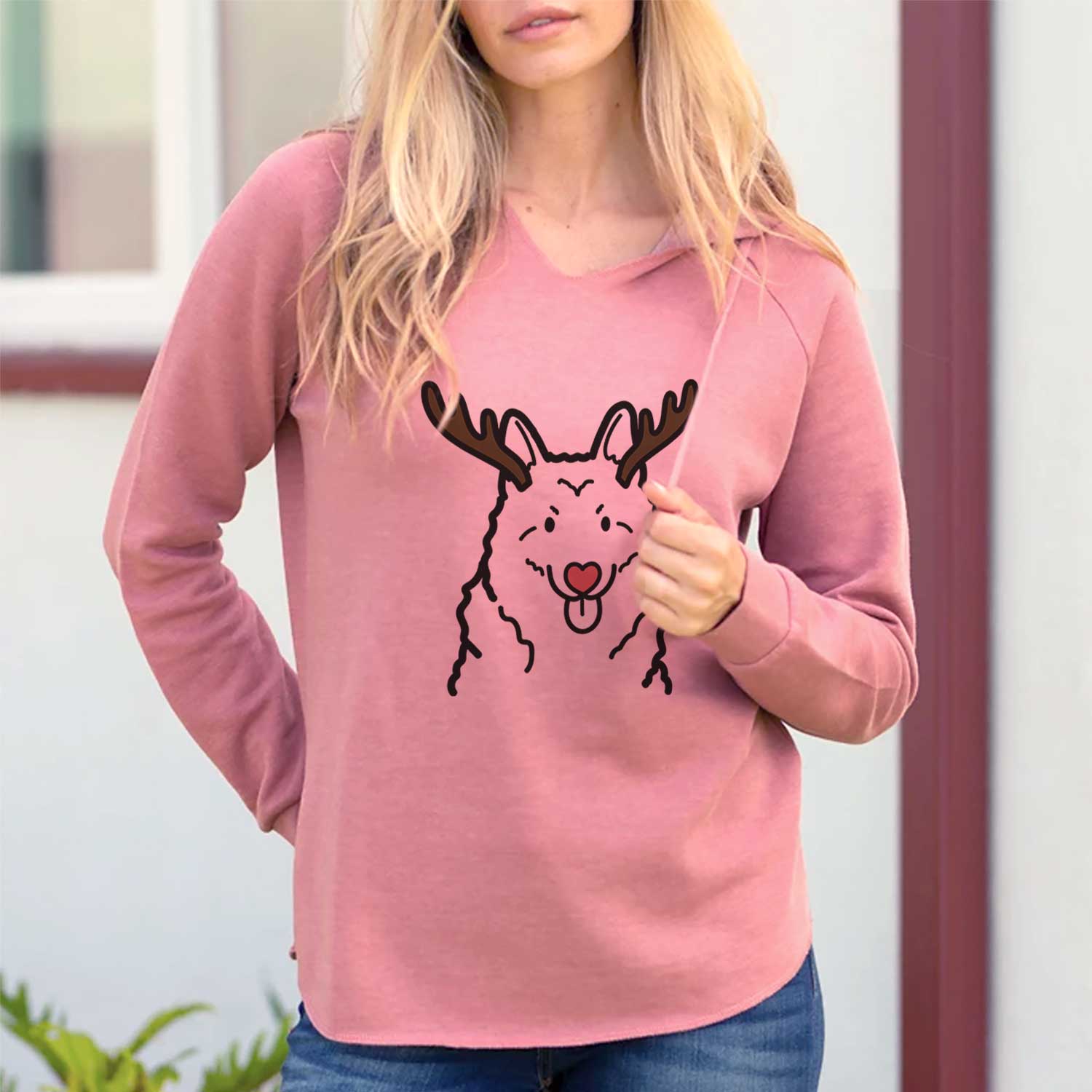 Red Nose Norwegian Elkhound - Cali Wave Hooded Sweatshirt