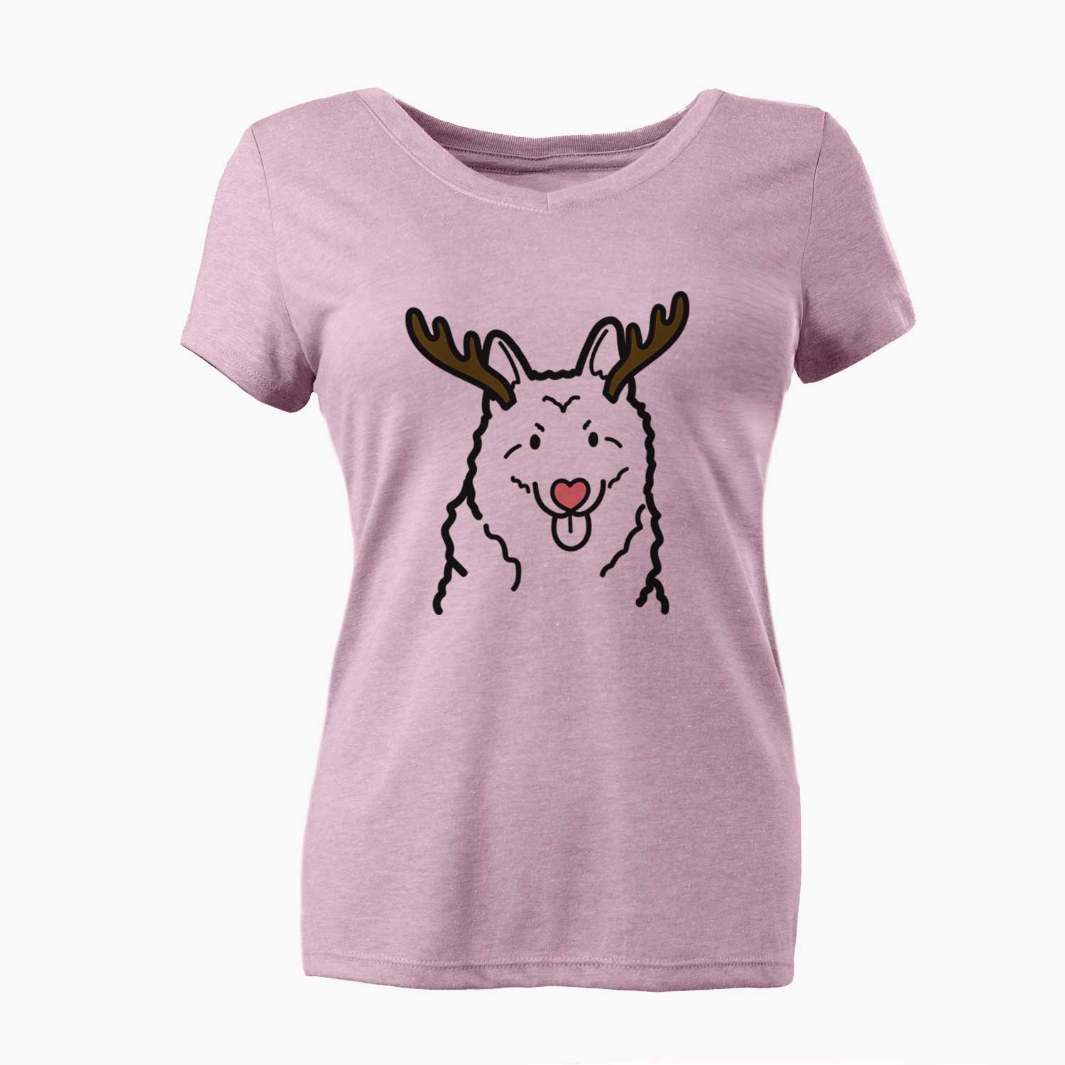 Red Nose Norwegian Elkhound - Women's V-neck Shirt