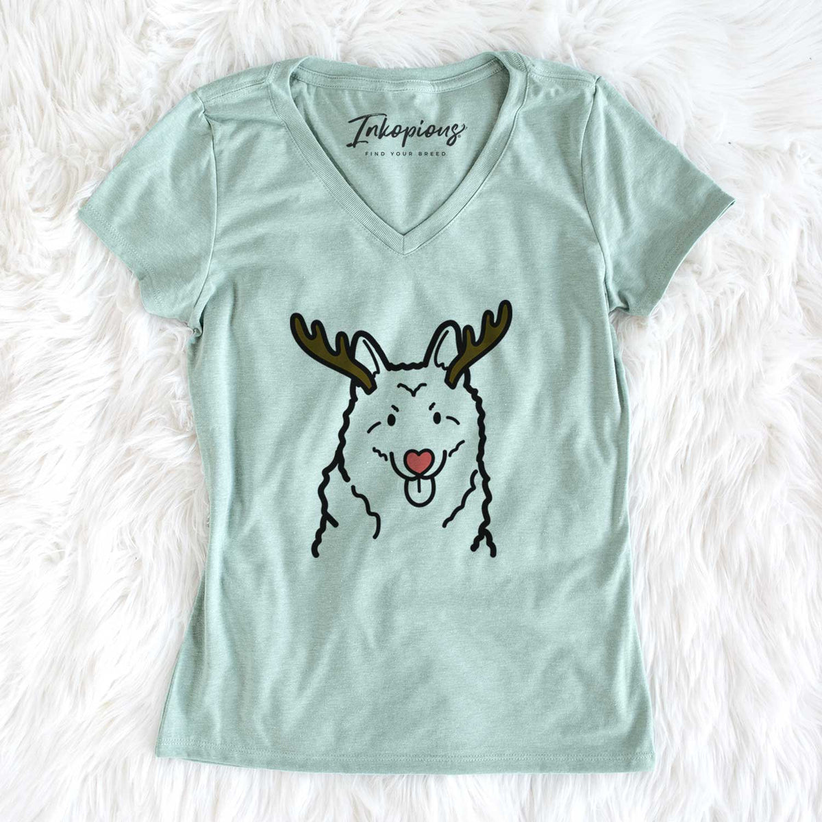Red Nose Norwegian Elkhound - Women's V-neck Shirt