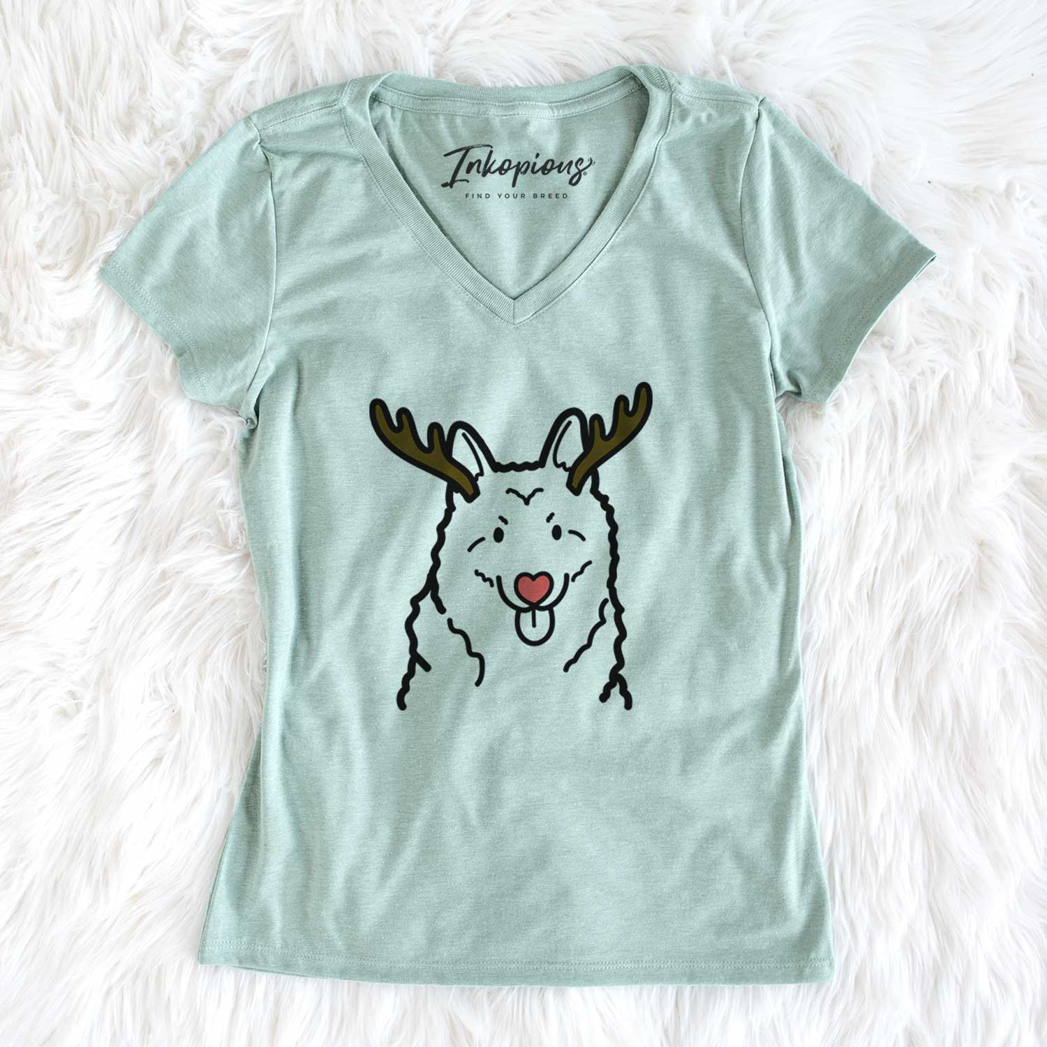 Red Nose Norwegian Elkhound - Women's V-neck Shirt