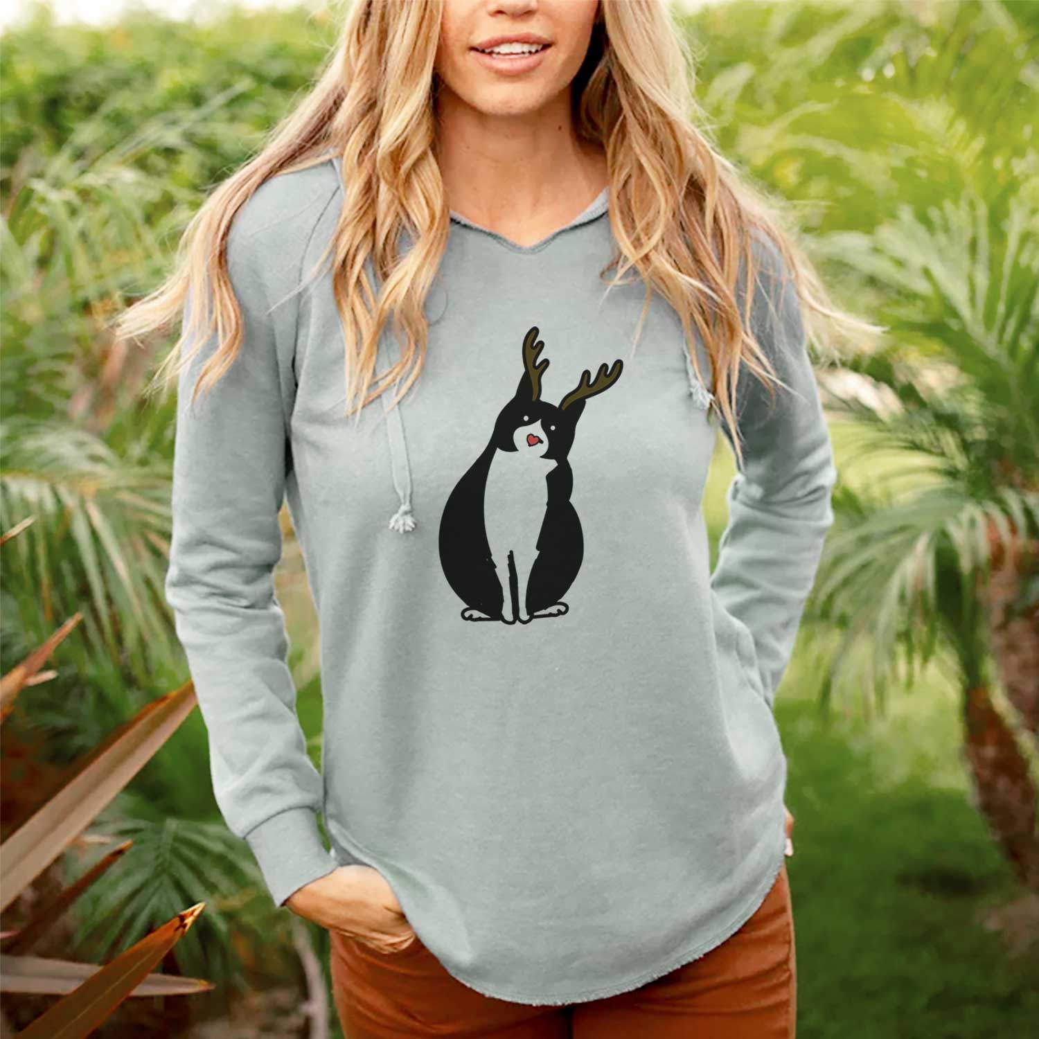 Red Nose Tuxedo Cat - Oliver - Cali Wave Hooded Sweatshirt