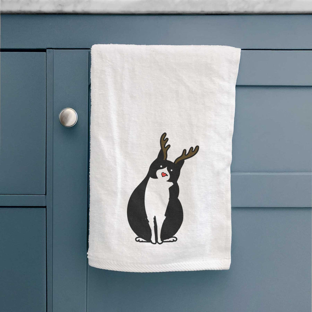 Red Nose Tuxedo Cat - Oliver - Decorative Hand Towel