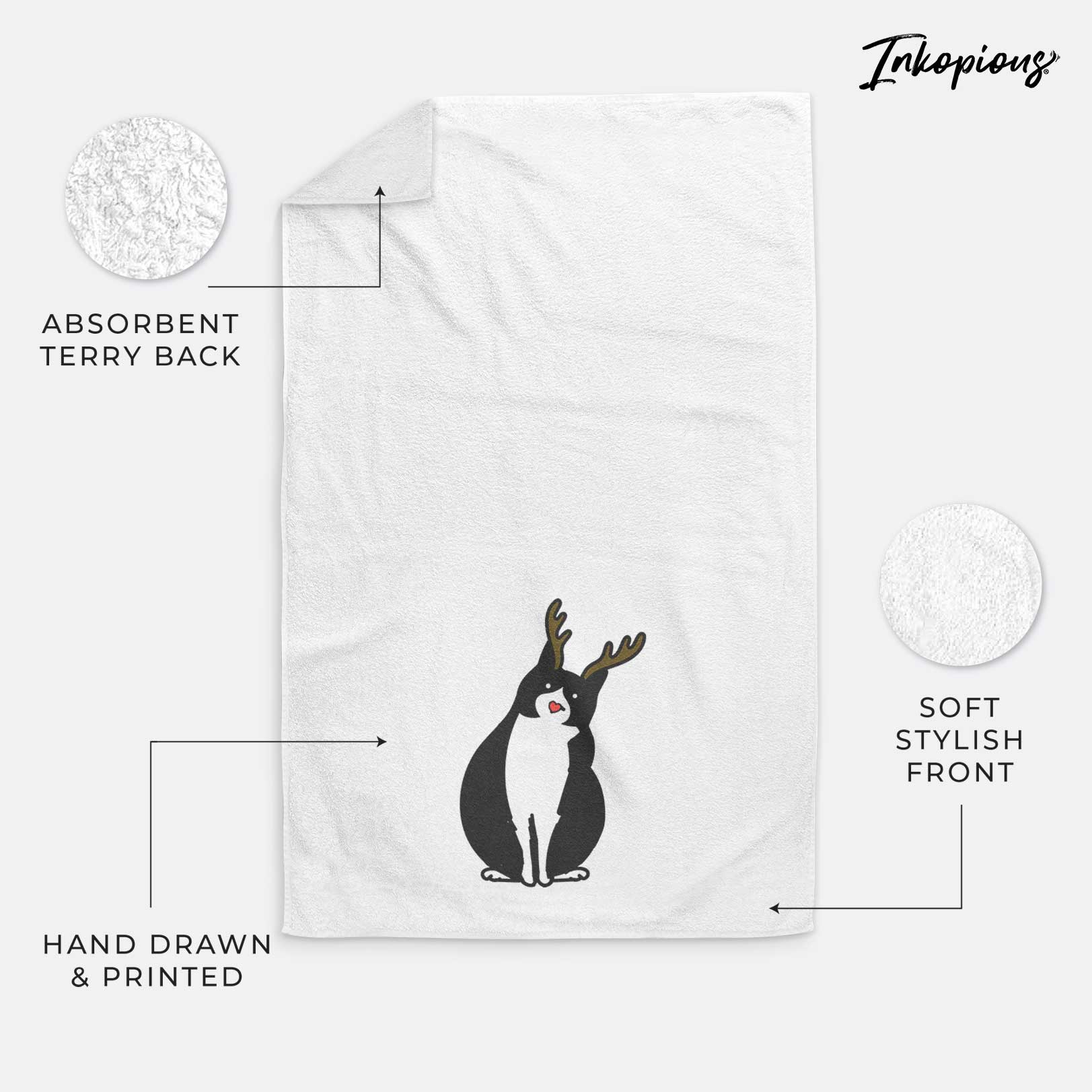 Red Nose Tuxedo Cat - Oliver - Decorative Hand Towel