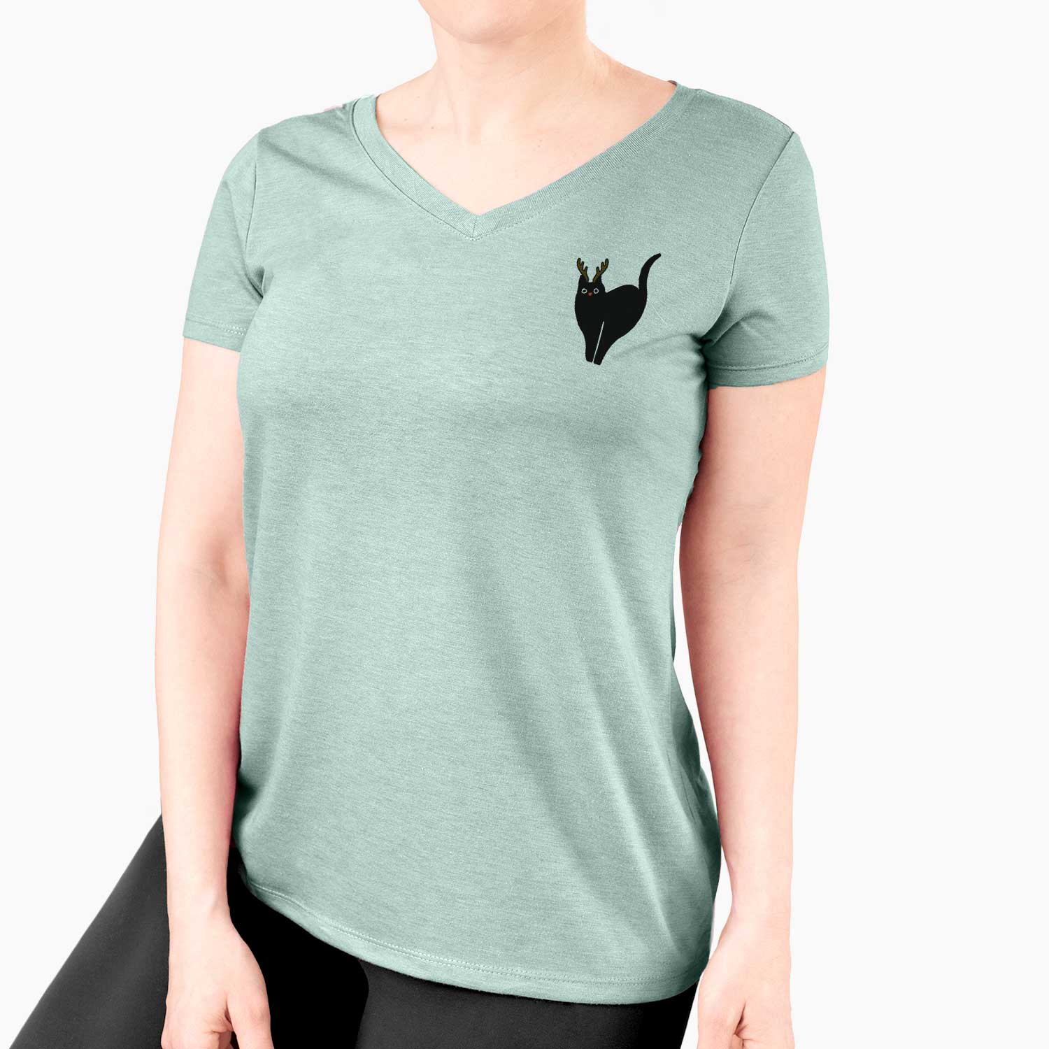 Red Nose Black Cat - Bella - Women's V-neck Shirt