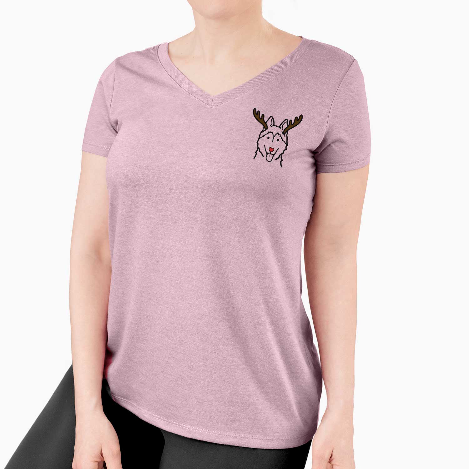 Red Nose Siberian Husky - Women's V-neck Shirt