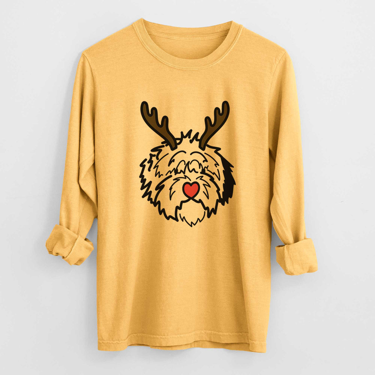 Red Nose Old English Sheepdog - Penny - Heavyweight 100% Cotton Long Sleeve