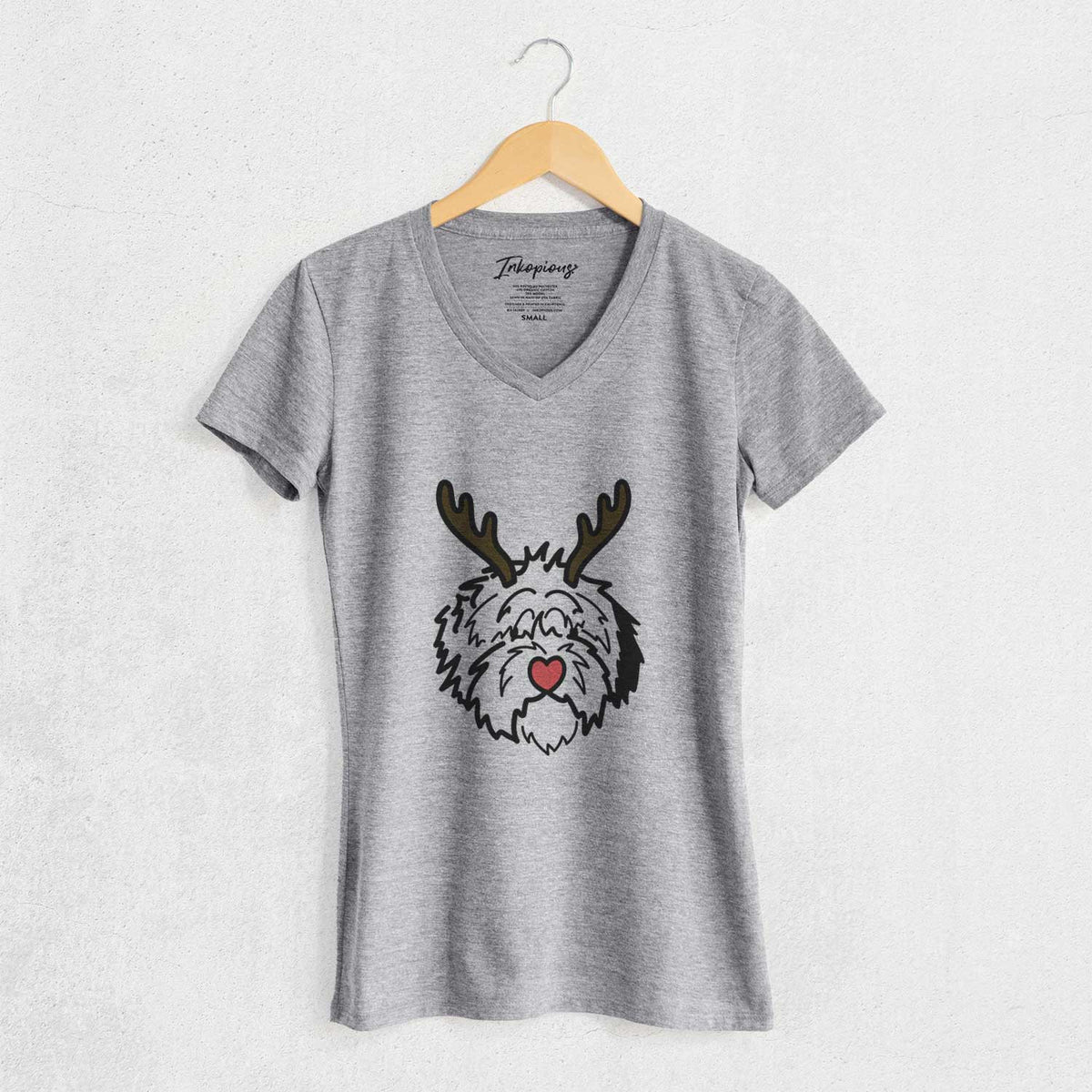 Red Nose Old English Sheepdog - Penny - Women's V-neck Shirt