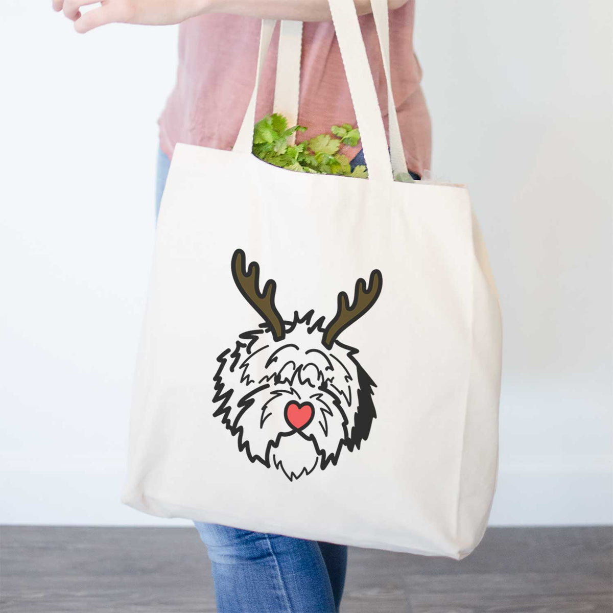 Red Nose Old English Sheepdog - Penny - Tote Bag