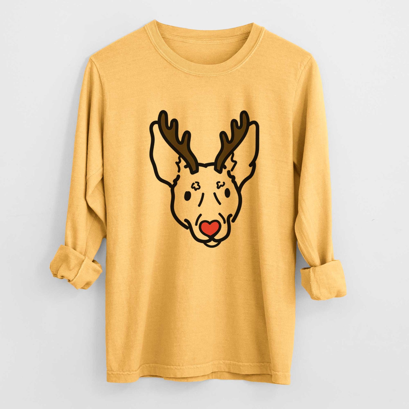 Red Nose Rat Terrier - Penny - Heavyweight 100% Cotton Long Sleeve