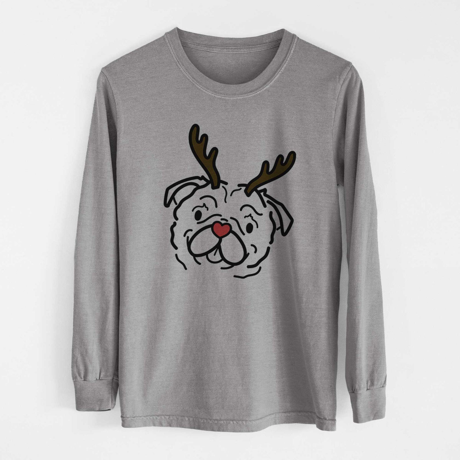 Red Nose Pug - Pip - Heavyweight 100% Cotton Long Sleeve