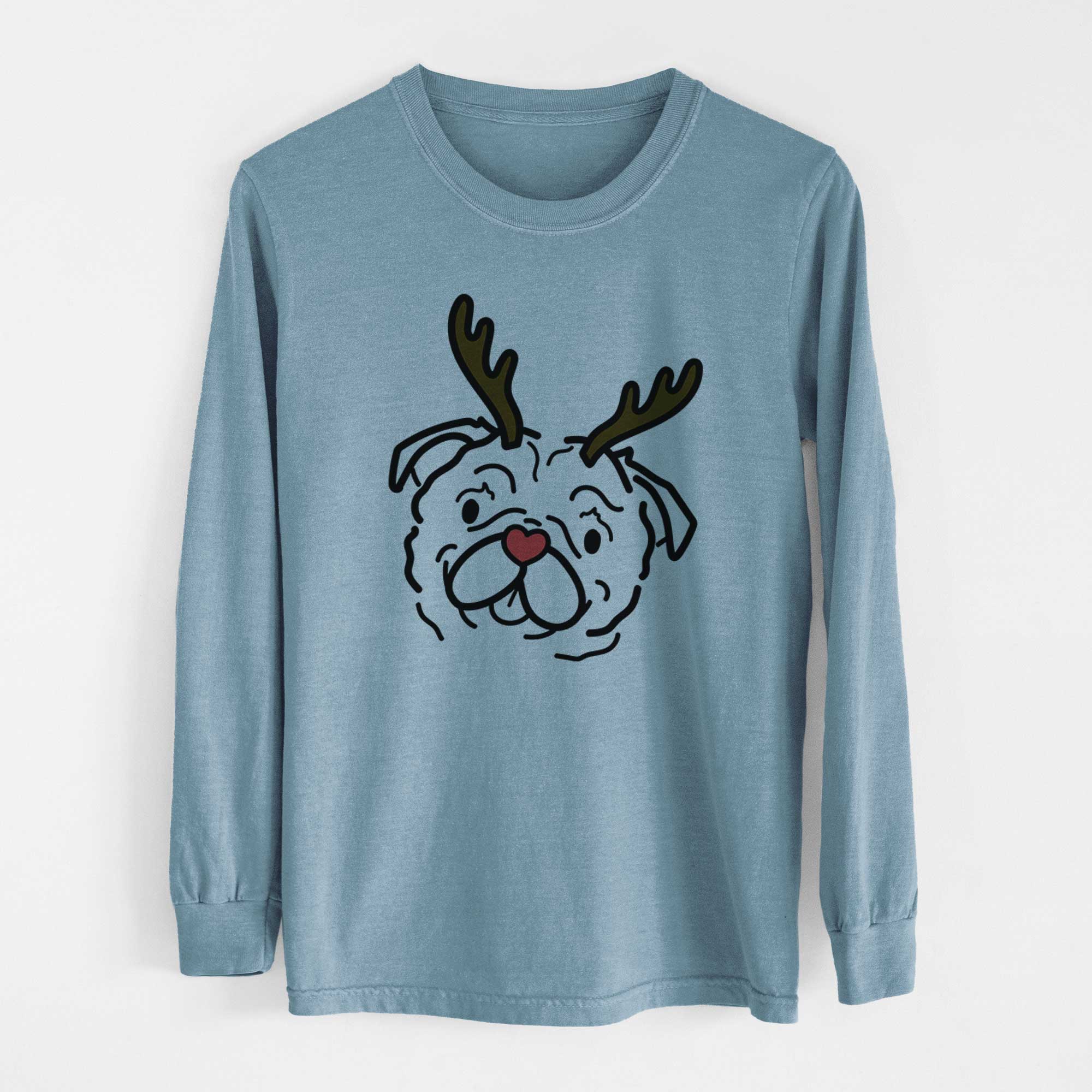 Red Nose Pug - Pip - Heavyweight 100% Cotton Long Sleeve