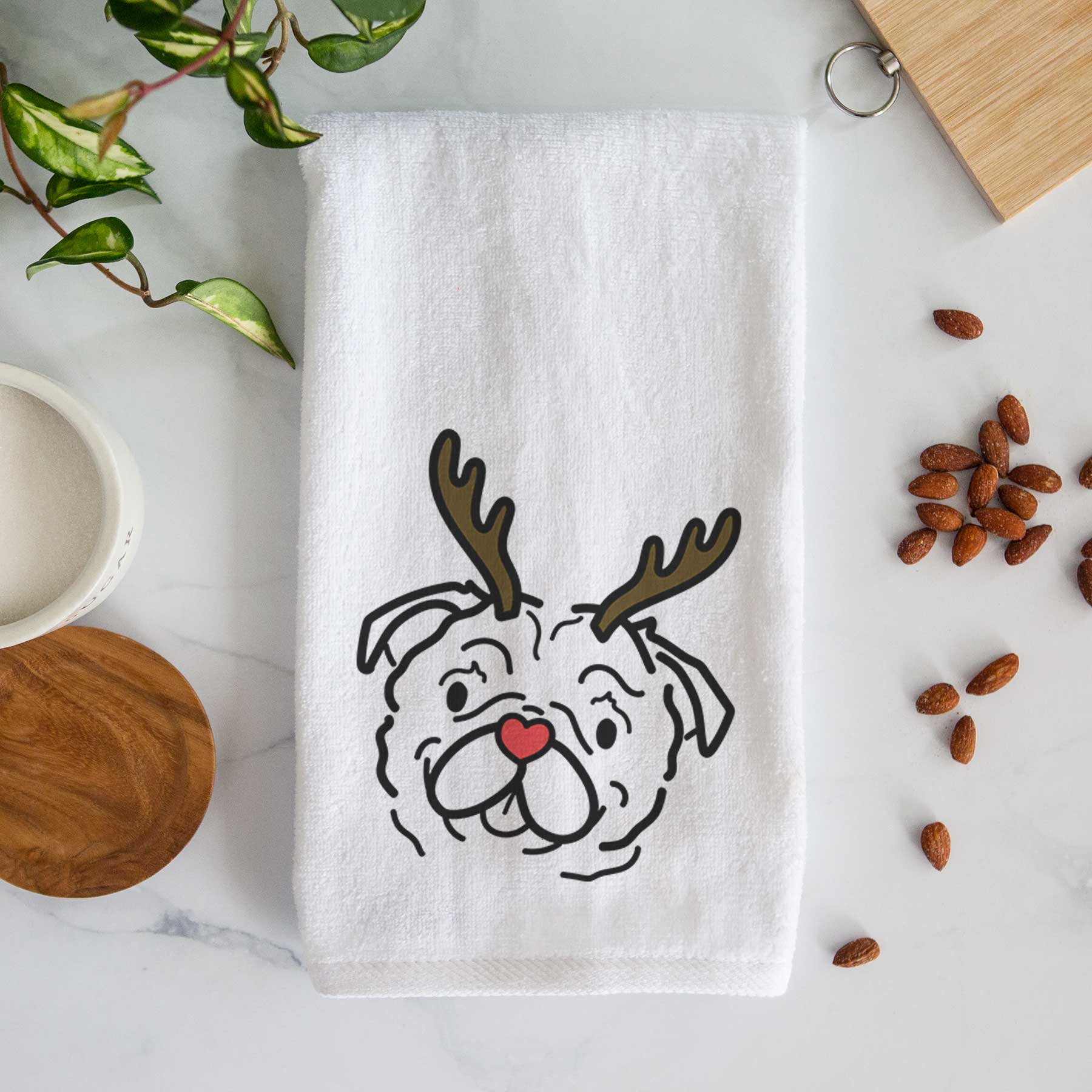 Red Nose Pug - Pip - Decorative Hand Towel