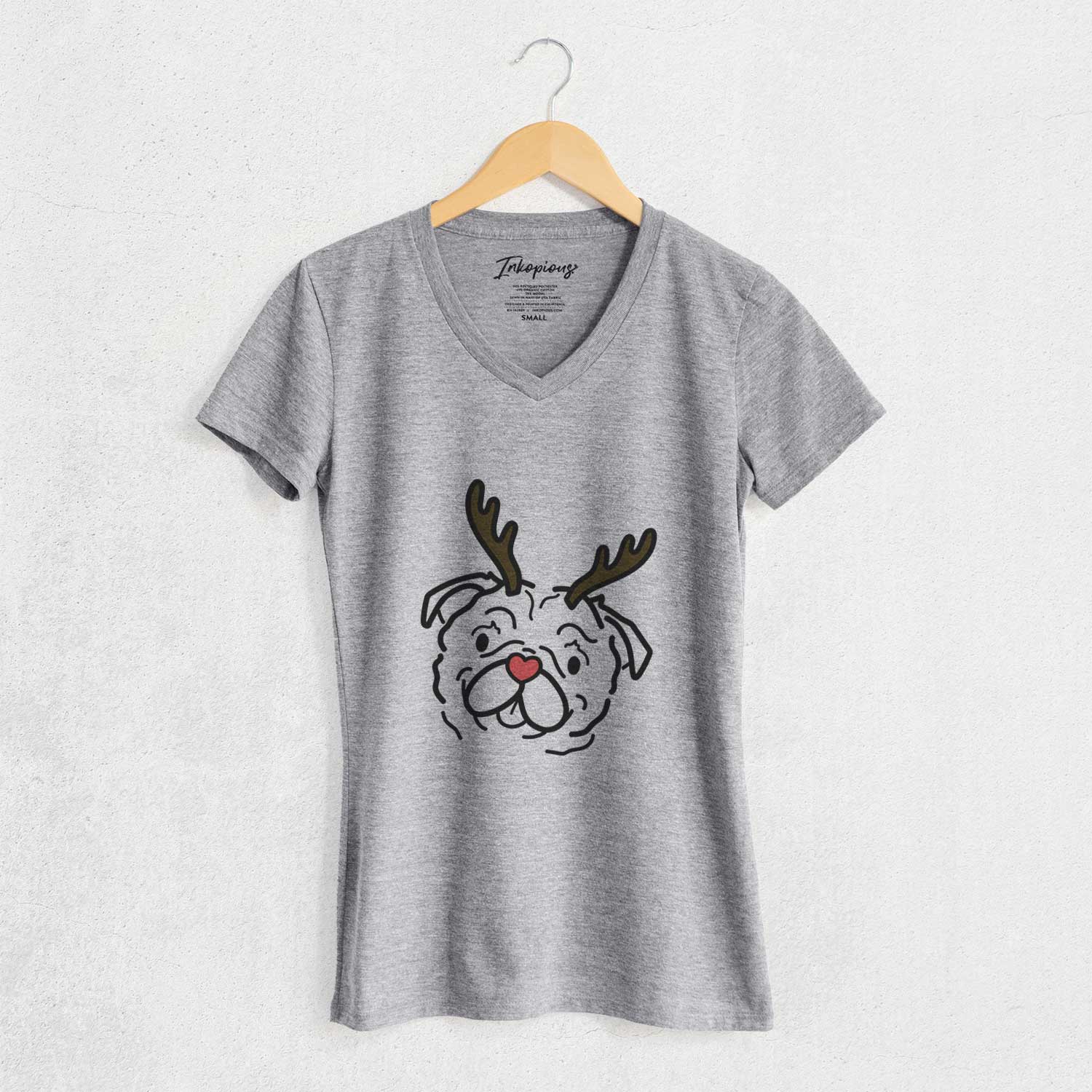 Red Nose Pug - Pip - Women's V-neck Shirt