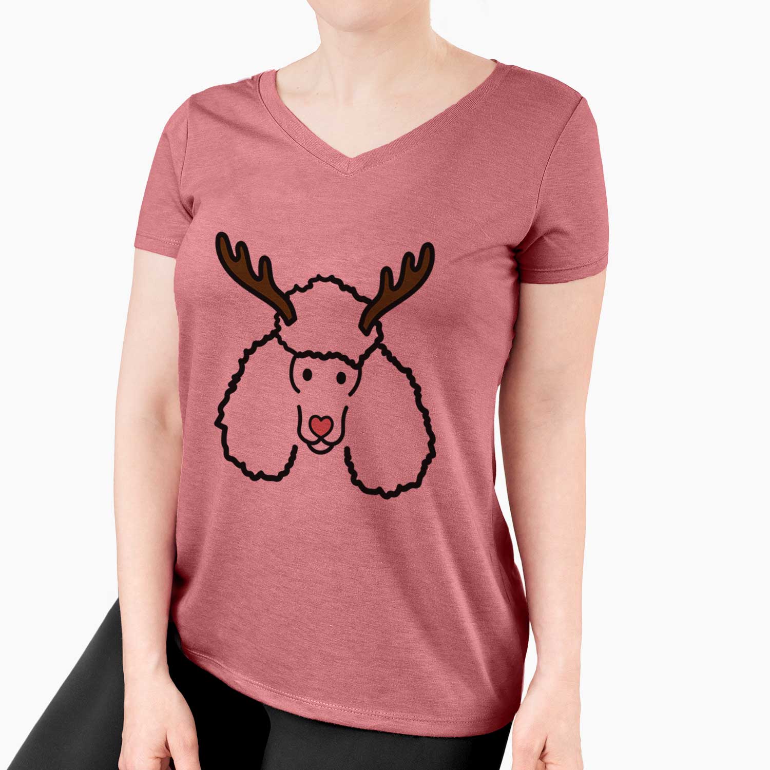 Red Nose Poodle - Women's V-neck Shirt