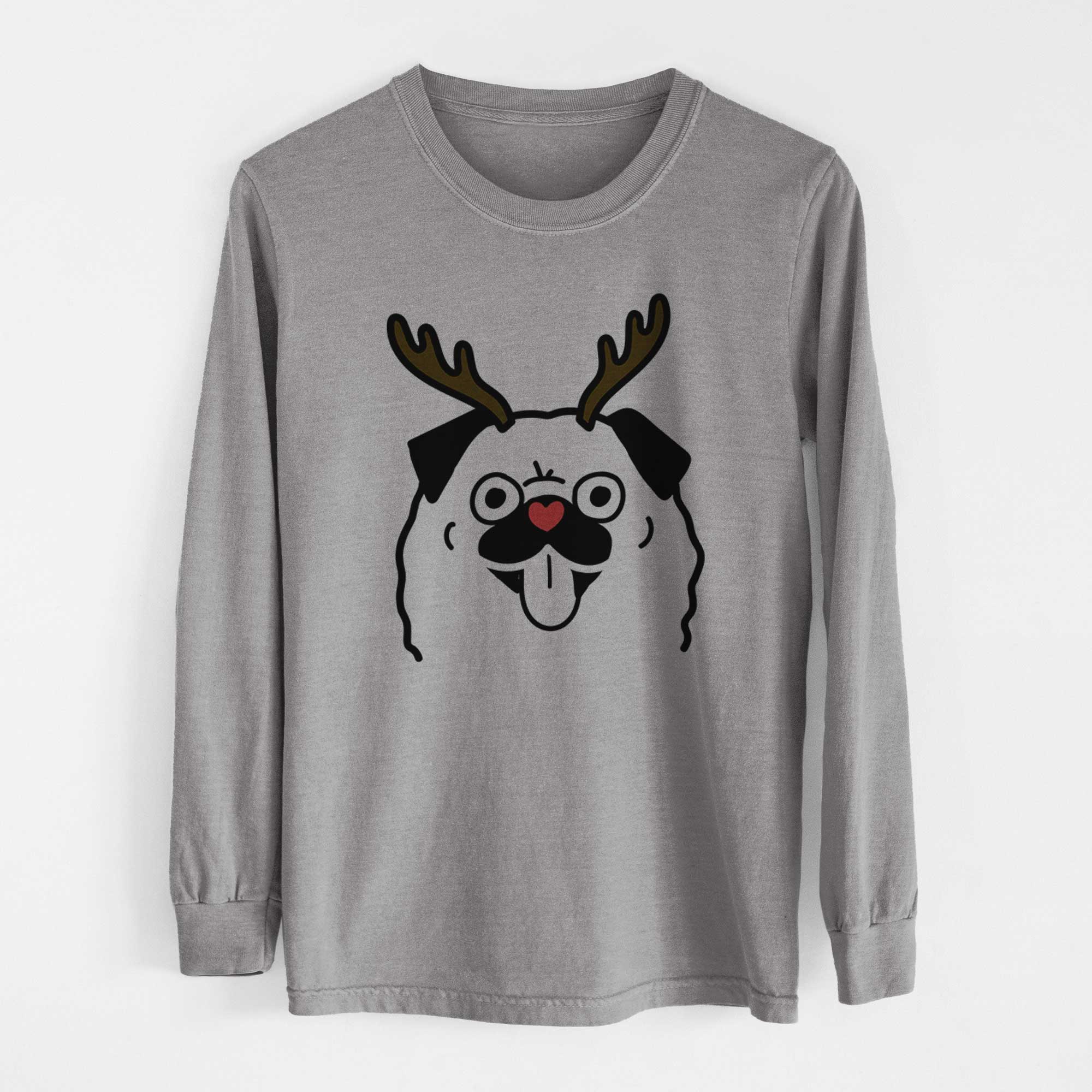 Red Nose Pug - Heavyweight 100% Cotton Long Sleeve