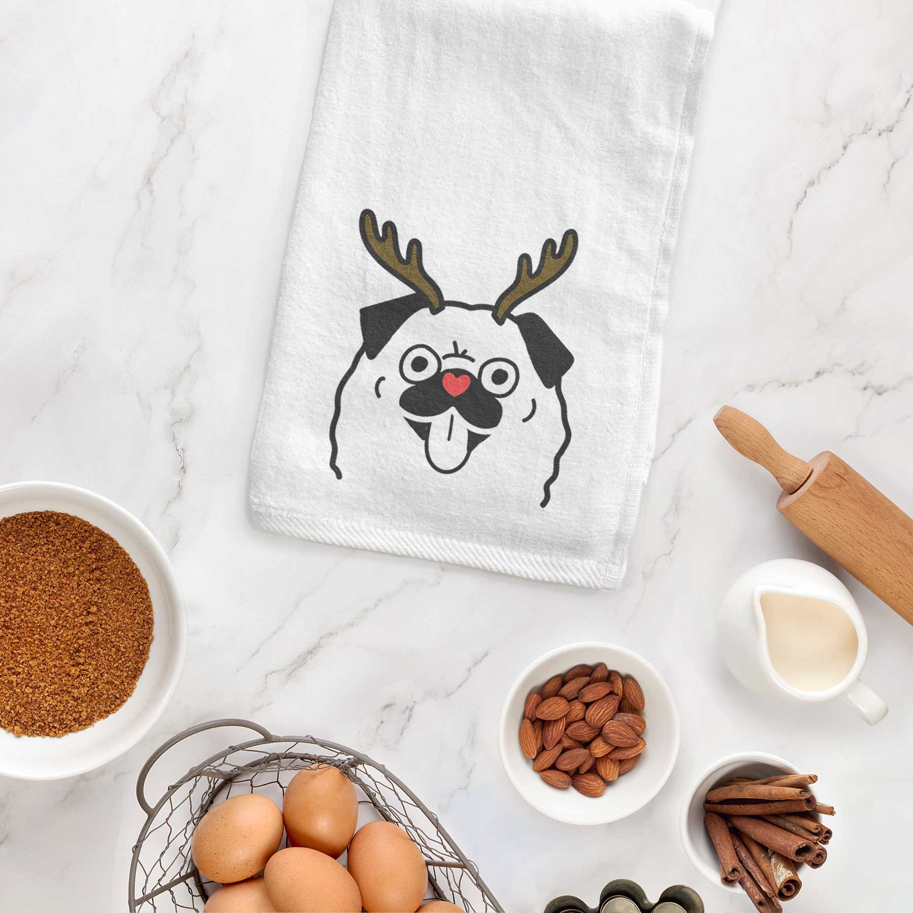 Red Nose Pug - Decorative Hand Towel